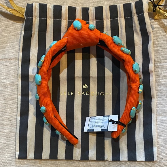 Lele Sadoughi Vibrant Orange Headband with Turquoise Details- kids